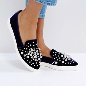 Miss KG Lareina Embellished Velvet Sneakers